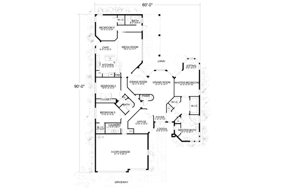 Floor Plan - Main Floor for Mediterranean House Plan #420-275 - 5 bed, 3.5 bath