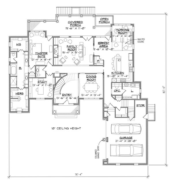 Traditional Floor Plan - Main Floor Plan #1054-24