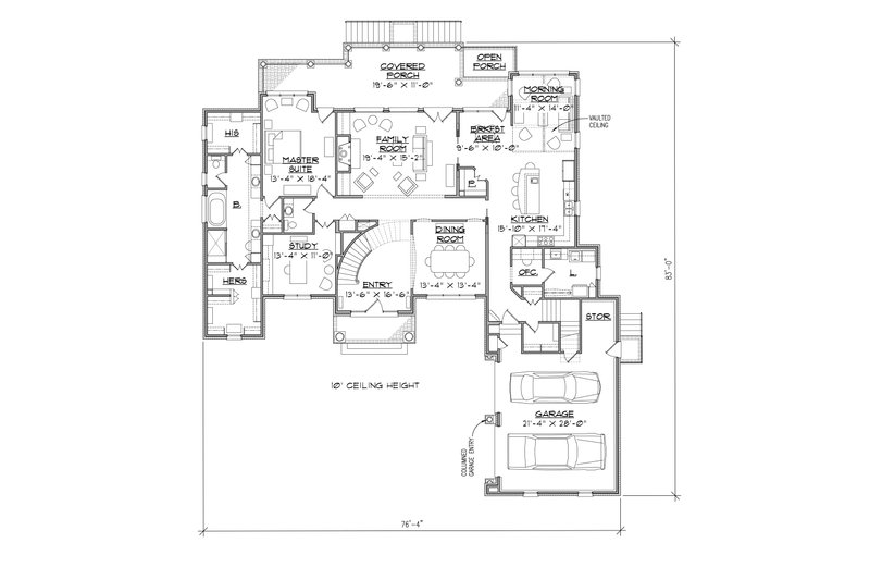 Dream House Plan - Floor Plan - Main Floor for Traditional House Plan #1054-24 - 4 bed, 3.5 bath