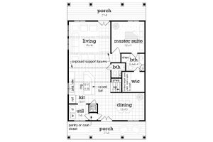 Floor Plan - Main Floor for Cottage House Plan #45-619 - 3 bed, 2.5 bath