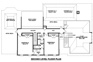 Floor Plan - Upper Floor for Southern House Plan #81-1259 - 3 bed, 3.5 bath