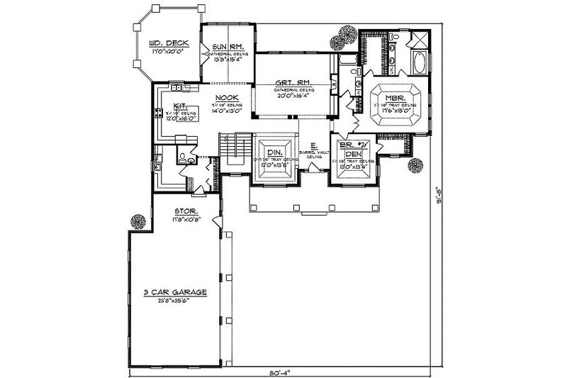 Home Plan - Floor Plan - Main Floor for Farmhouse House Plan #70-878 - 2 bed, 2.5 bath