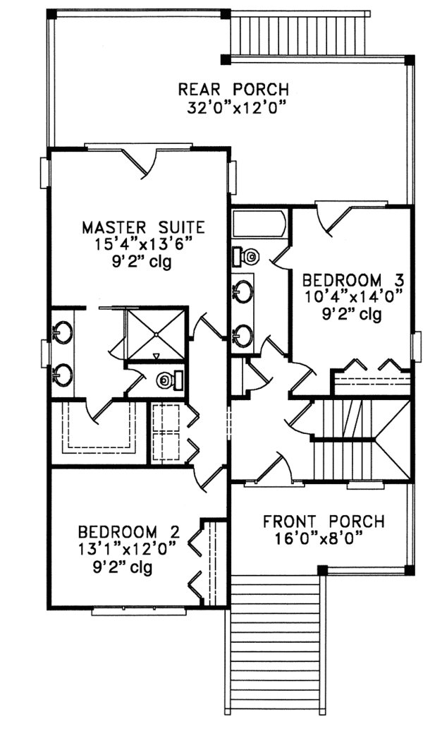Dream House Plan - Country Floor Plan - Upper Floor Plan #991-10