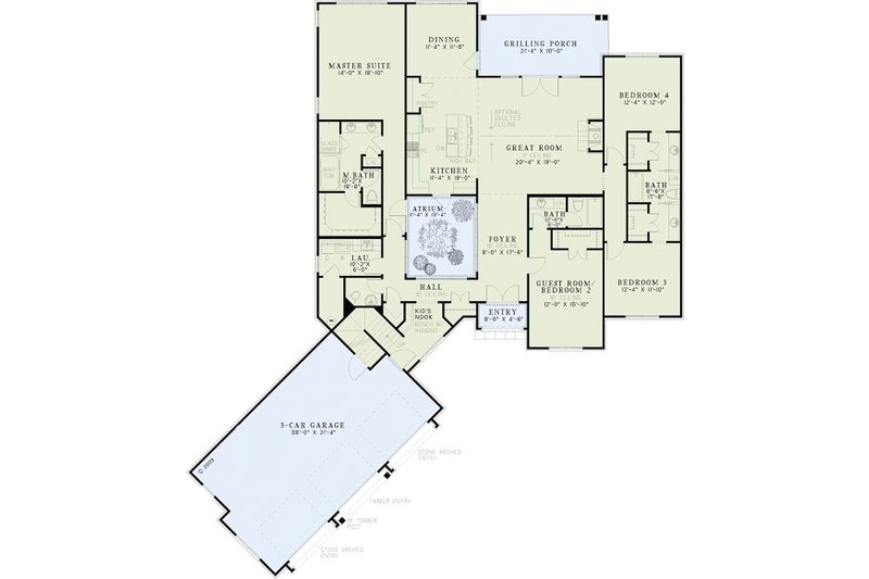 Home Plan - Floor Plan - Main Floor for Traditional House Plan #17-2385 - 4 bed, 3.5 bath
