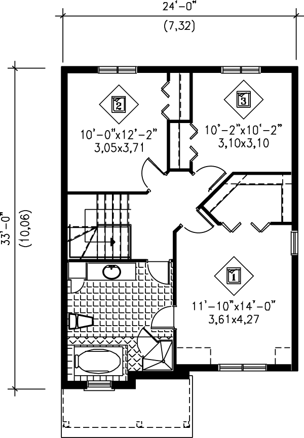 European Floor Plan - Upper Floor Plan #25-291