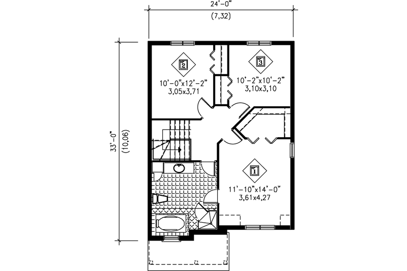 Dream House Plan - Floor Plan - Upper Floor for European House Plan #25-291 - 3 bed, 1.5 bath