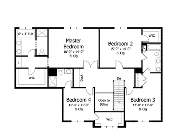 Architectural House Design - Craftsman Floor Plan - Upper Floor Plan #51-1032