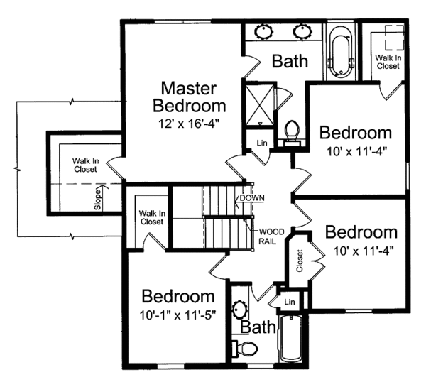 Architectural House Design - Traditional Floor Plan - Upper Floor Plan #46-794