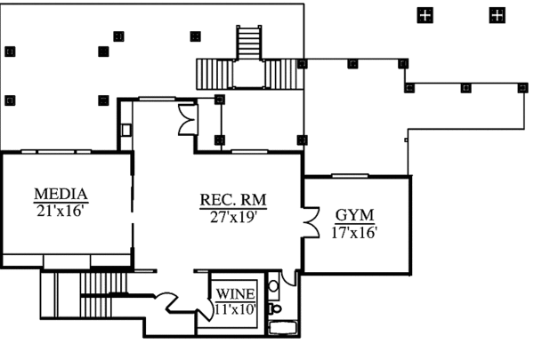 Contemporary Floor Plan - Lower Floor Plan #951-2