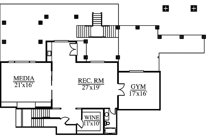 House Plan Design - Floor Plan - Lower Floor for Contemporary House Plan #951-2 - 4 bed, 4 bath