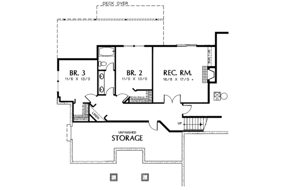 Floor Plan - Lower Floor for Traditional House Plan #48-732 - 3 bed, 2.5 bath