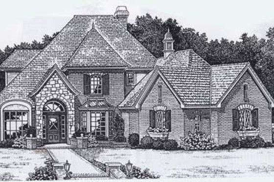 Exterior - Front Elevation for European House Plan #310-904 - 4 bed, 3.5 bath