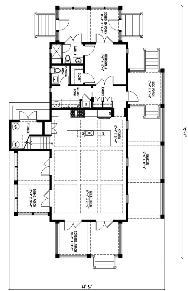 Beach Floor Plan - Main Floor Plan #443-2