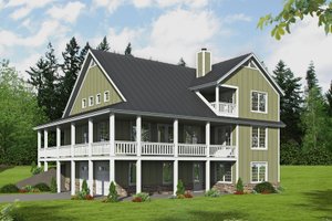 Exterior - Rear Elevation for Farmhouse House Plan #932-34 - 3 bed, 2 bath