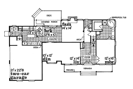 Floor Plan - Main Floor for Traditional House Plan #47-282 - 3 bed, 2.5 bath