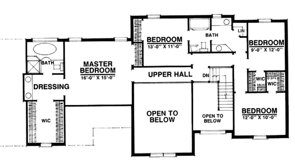 House Plan Design - Colonial Floor Plan - Upper Floor Plan #1016-8