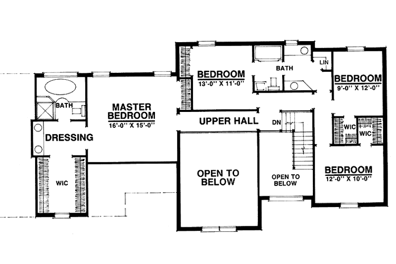Dream House Plan - Floor Plan - Upper Floor for Colonial House Plan #1016-8 - 4 bed, 2.5 bath