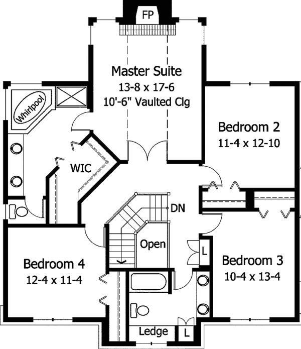 Architectural House Design - European Floor Plan - Upper Floor Plan #51-911