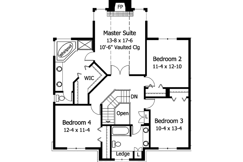 Home Plan - Floor Plan - Upper Floor for European House Plan #51-911 - 4 bed, 2.5 bath