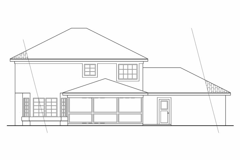 Home Plan - Exterior - Rear Elevation for Mediterranean House Plan #124-428 - 3 bed, 2.5 bath