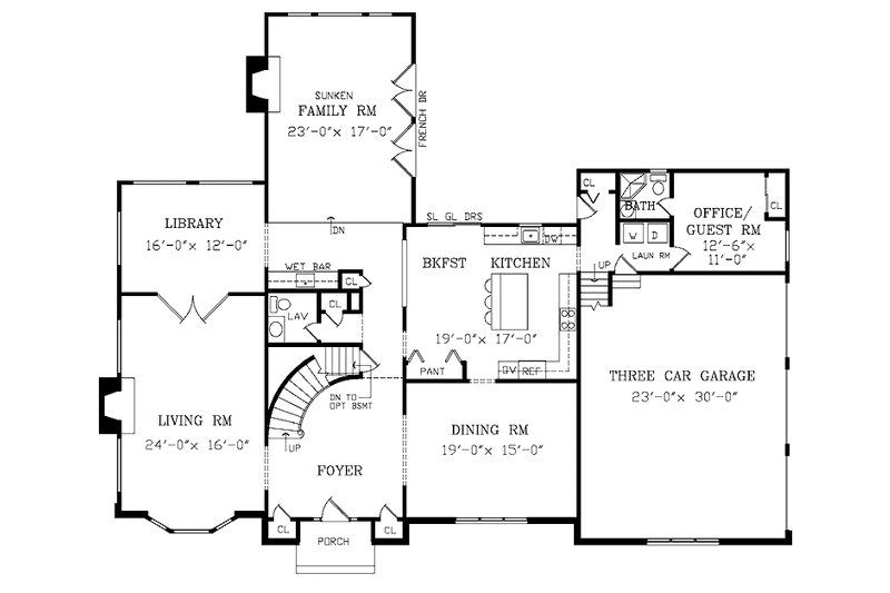 Architectural House Design - Floor Plan - Main Floor for Traditional House Plan #314-252 - 5 bed, 4.5 bath