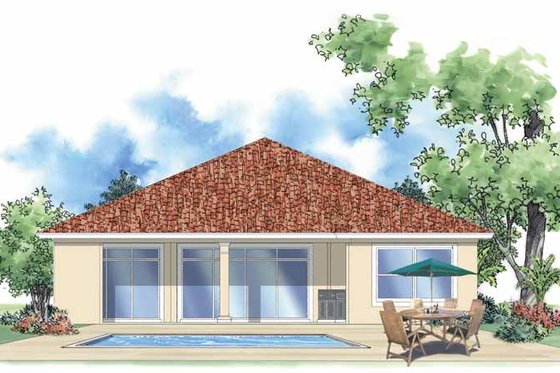 Exterior - Rear Elevation for Ranch House Plan #930-395 - 4 bed, 2 bath