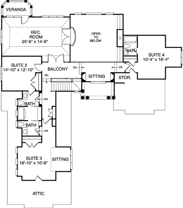 Home Plan - Classical Floor Plan - Upper Floor Plan #453-352