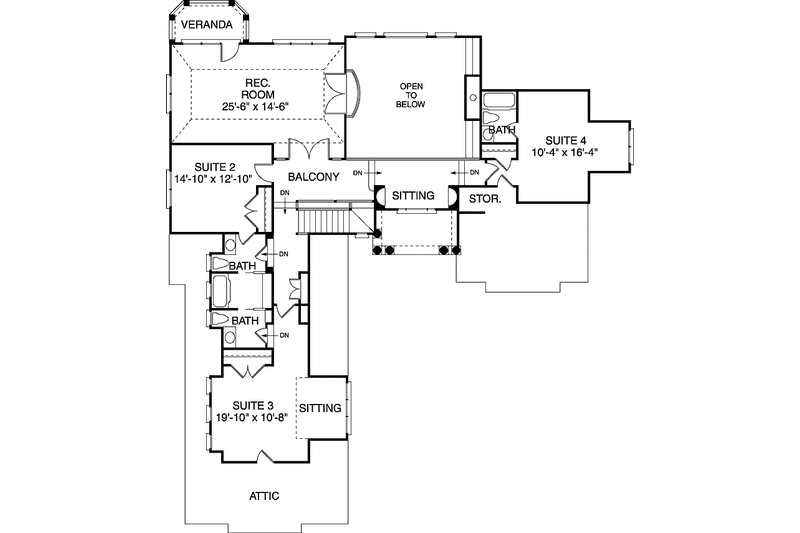 Home Plan - Floor Plan - Upper Floor for Classical House Plan #453-352 - 4 bed, 3 bath