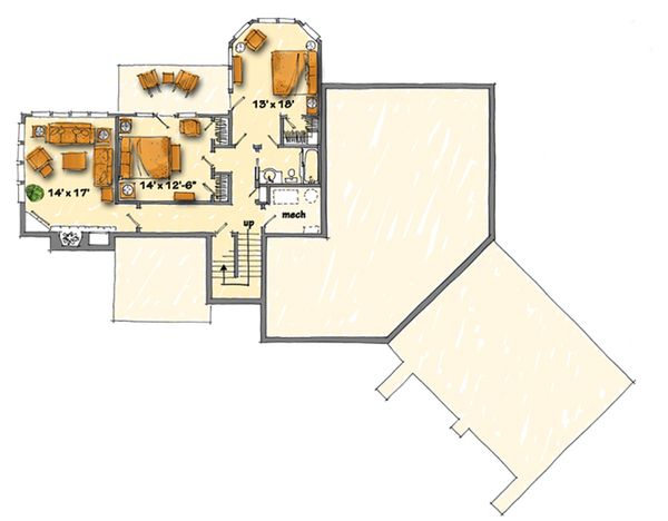 House Design - Country Floor Plan - Lower Floor Plan #942-29