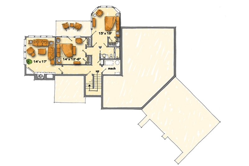 Architectural House Design - Floor Plan - Lower Floor for Country House Plan #942-29 - 4 bed, 3 bath