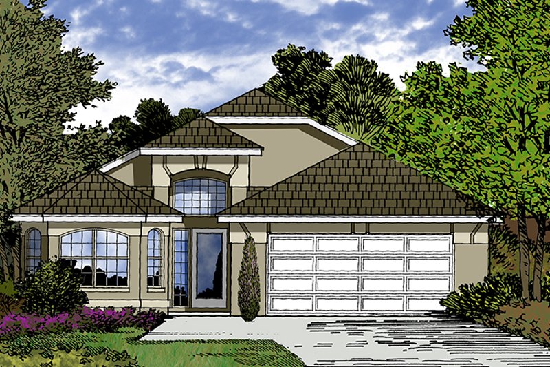 Home Plan - Exterior - Front Elevation 4 for Mediterranean House Plan #417-846 - 4 bed, 2 bath