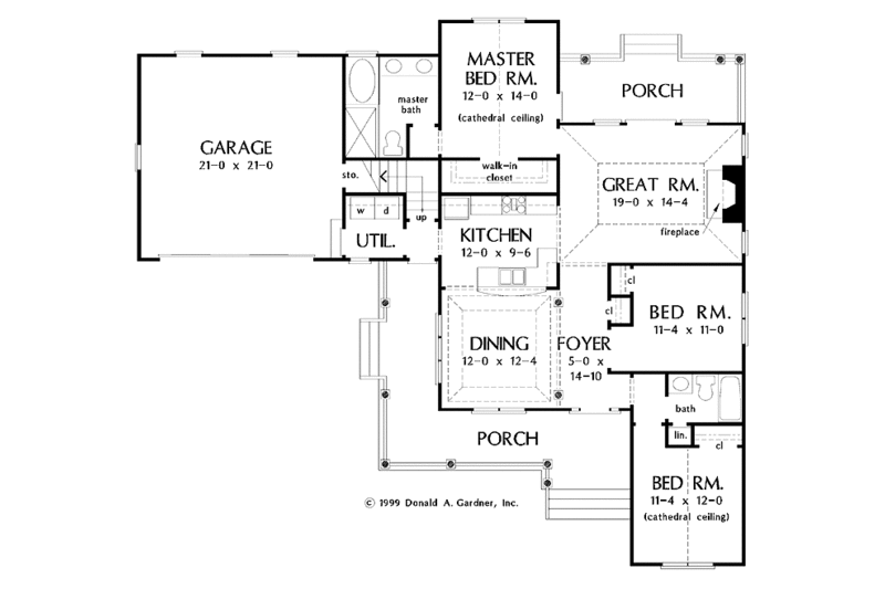 Country Style House Plan - 3 Beds 2 Baths 1469 Sq/Ft Plan #929-475 ...