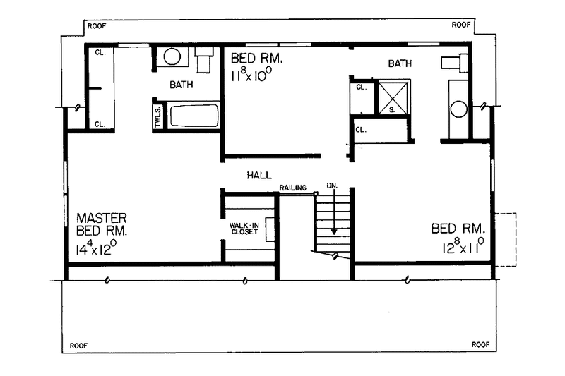 Home Plan - Floor Plan - Upper Floor for Country House Plan #72-1036 - 4 bed, 3 bath