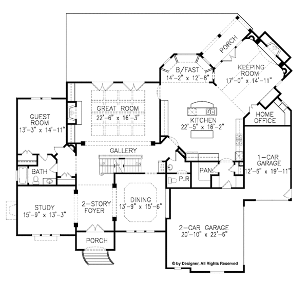 House Plan Design - Craftsman Floor Plan - Main Floor Plan #54-288