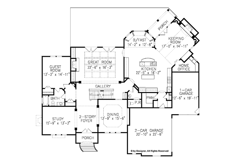 Dream House Plan - Floor Plan - Main Floor for Craftsman House Plan #54-288 - 4 bed, 4.5 bath