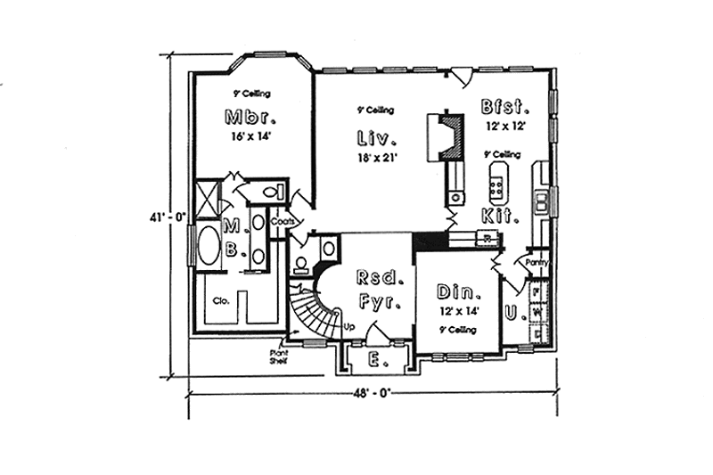 Architectural House Design - Floor Plan - Main Floor for Country House Plan #974-24 - 4 bed, 3.5 bath