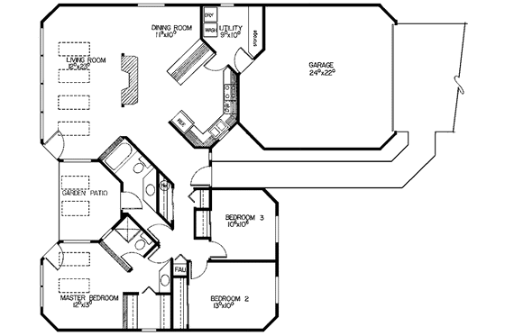 Floor Plan - Main Floor for Traditional House Plan #60-872 - 3 bed, 2 bath