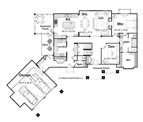 Craftsman Floor Plan - Main Floor Plan #928-204