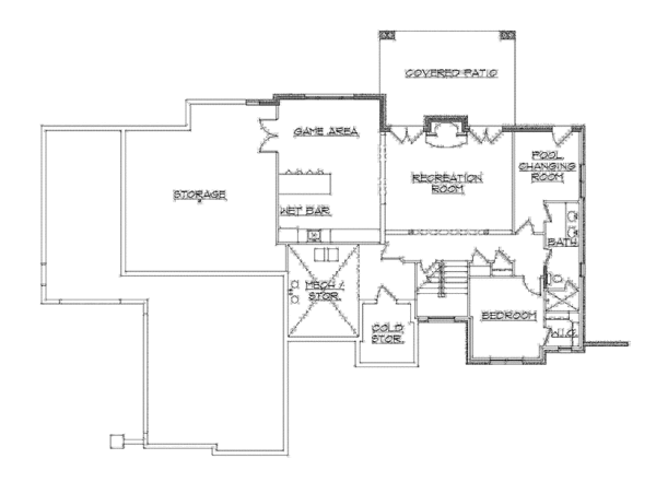 House Design - Country Floor Plan - Lower Floor Plan #945-120