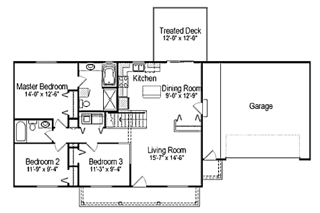  Ranch  Style House  Plan  3 Beds 2  Baths 1176 Sq Ft Plan  