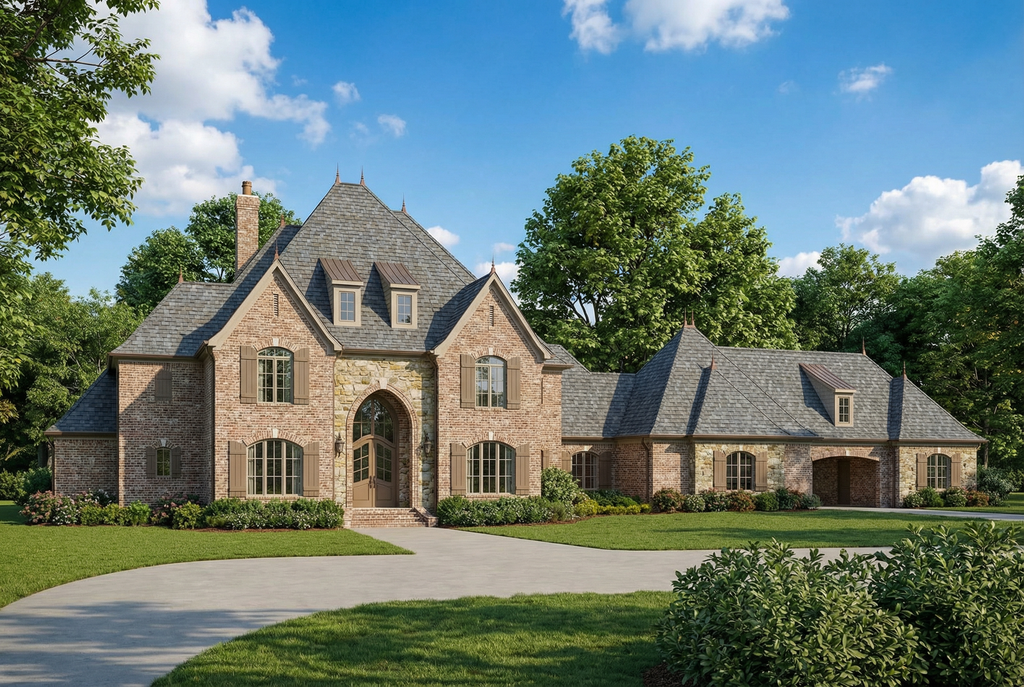 Exterior - Front Elevation 2 for European House Plan #17-2506 - 3 bed, 4.5 bath