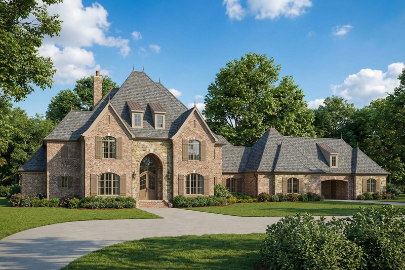 Exterior - Front Elevation 2 for European House Plan #17-2506 - 3 bed, 4.5 bath