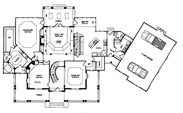 Architectural House Design - Colonial Floor Plan - Main Floor Plan #71-148