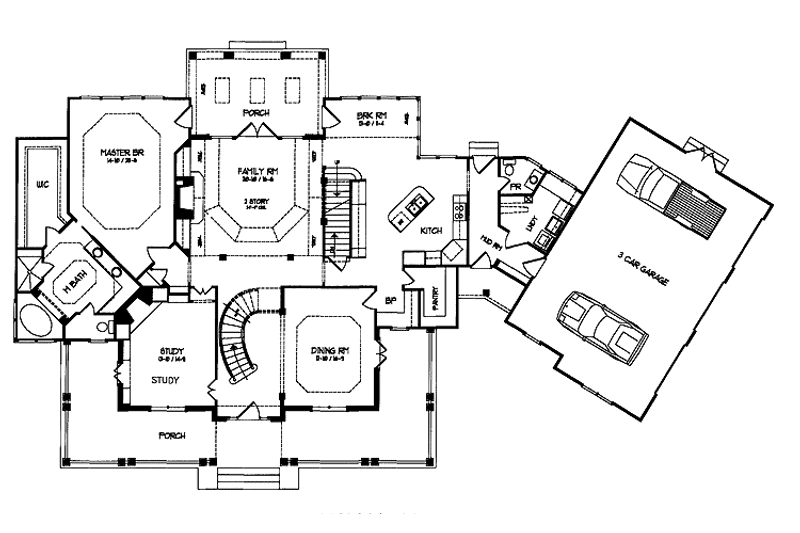 House Plan Design - Floor Plan - Main Floor for Colonial House Plan #71-148 - 4 bed, 4.5 bath