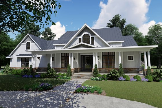 Exterior - Front Elevation 4 for Farmhouse House Plan #120-257 - 3 bed, 2.5 bath