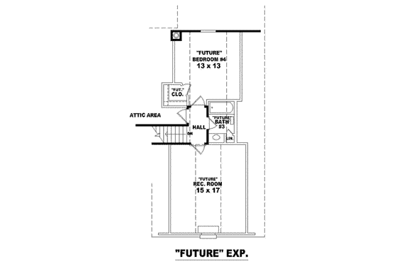 Floor Plan - Upper Floor for European House Plan #81-869 - 3 bed, 2 bath