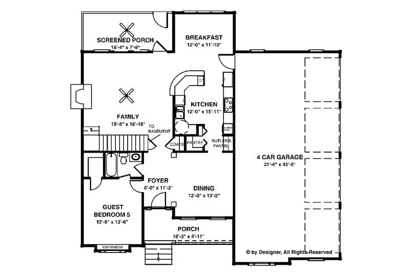 Architectural House Design - Floor Plan - Main Floor for Country House Plan #56-668 - 5 bed, 5 bath