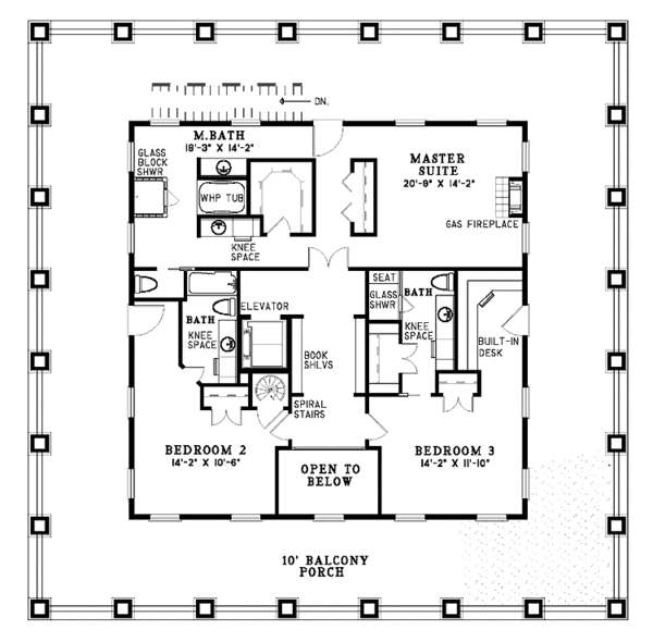 Dream House Plan - Southern Floor Plan - Upper Floor Plan #17-3233