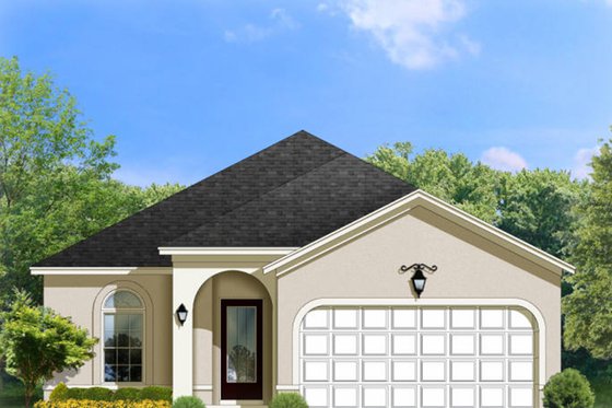 Exterior - Front Elevation 3 for Mediterranean House Plan #1058-93 - 3 bed, 2 bath