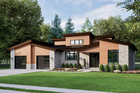 Exterior - Front Elevation 3 for Contemporary House Plan #46-930 - 3 bed, 2 bath